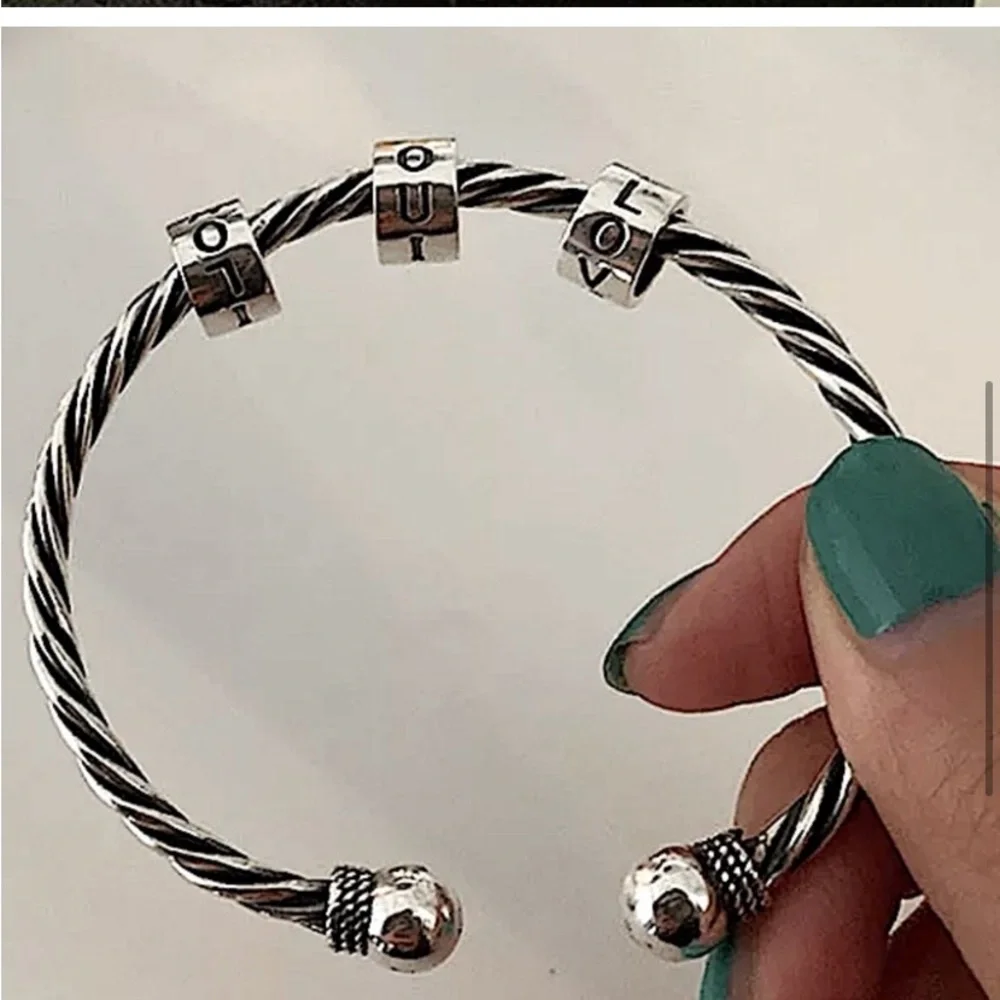 Sterling Silver I Love You Anxiety Bangle Bracelet